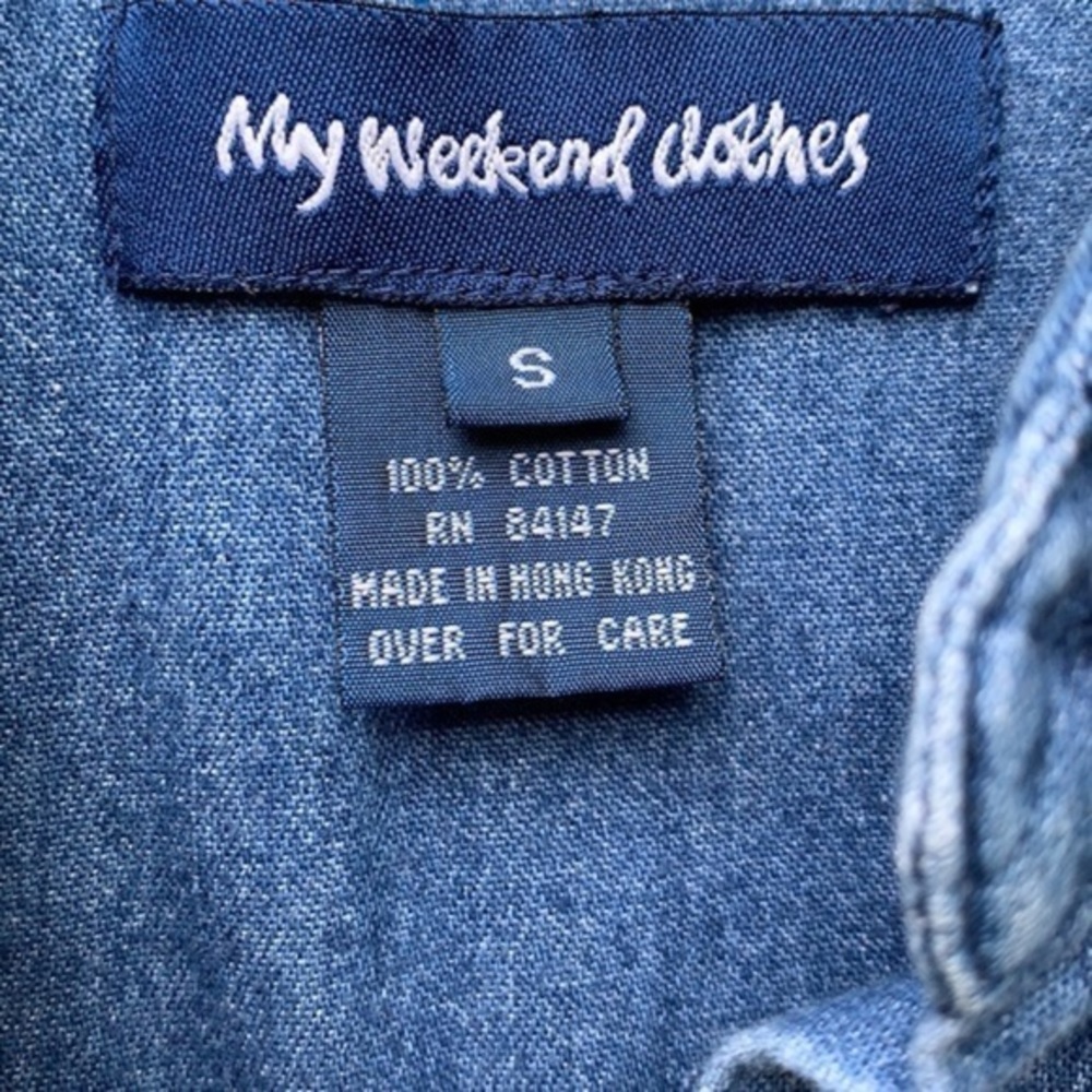 SALE❤️ Vintage MY WEEKEND CLOTHES Denim Chambray Pearl Western Button Down Shirt - Picture 5 of 9
